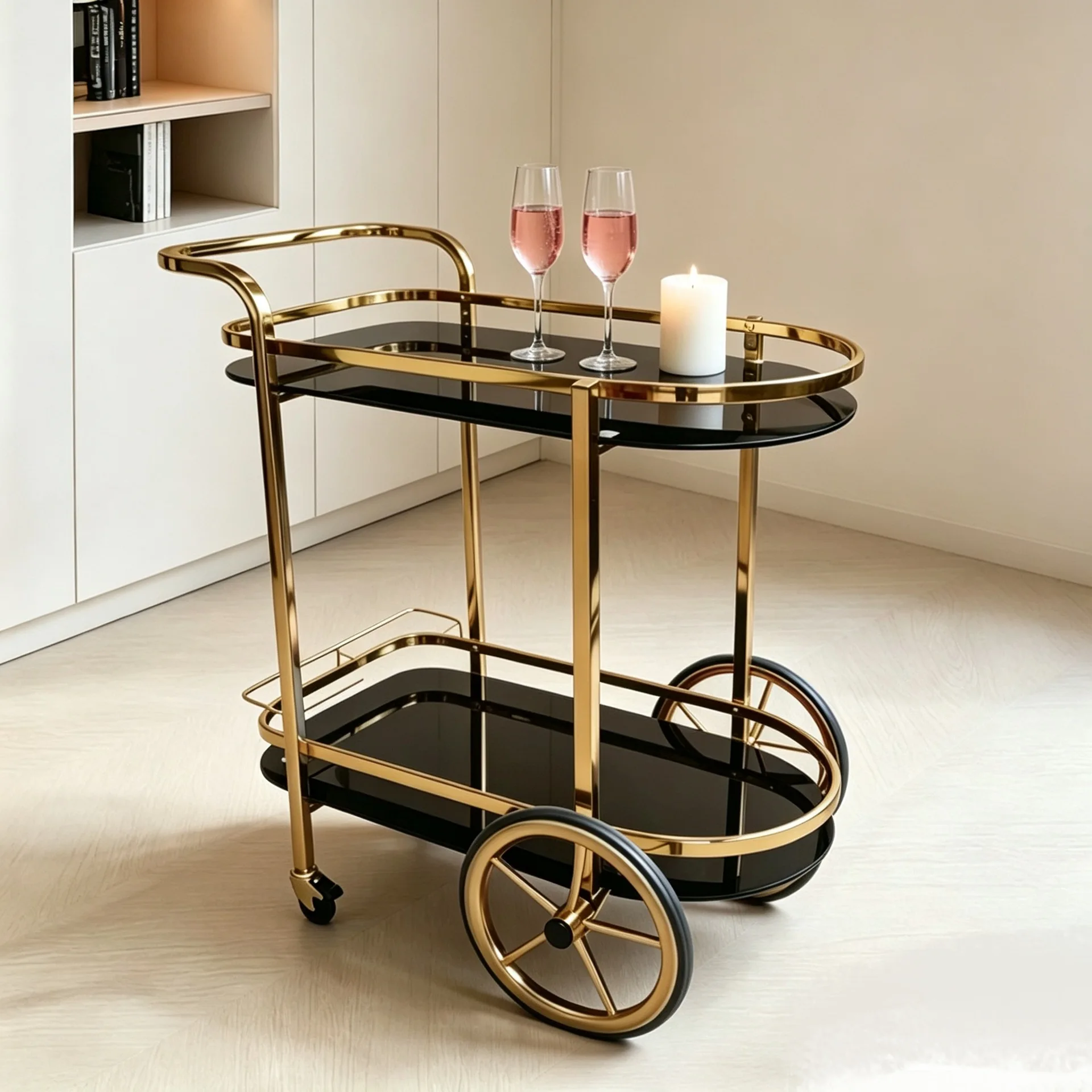 Hotel snack trolley three-layer wine cart tea cart stainless steel roast duck flake truck mobile dining car commercia restaurant