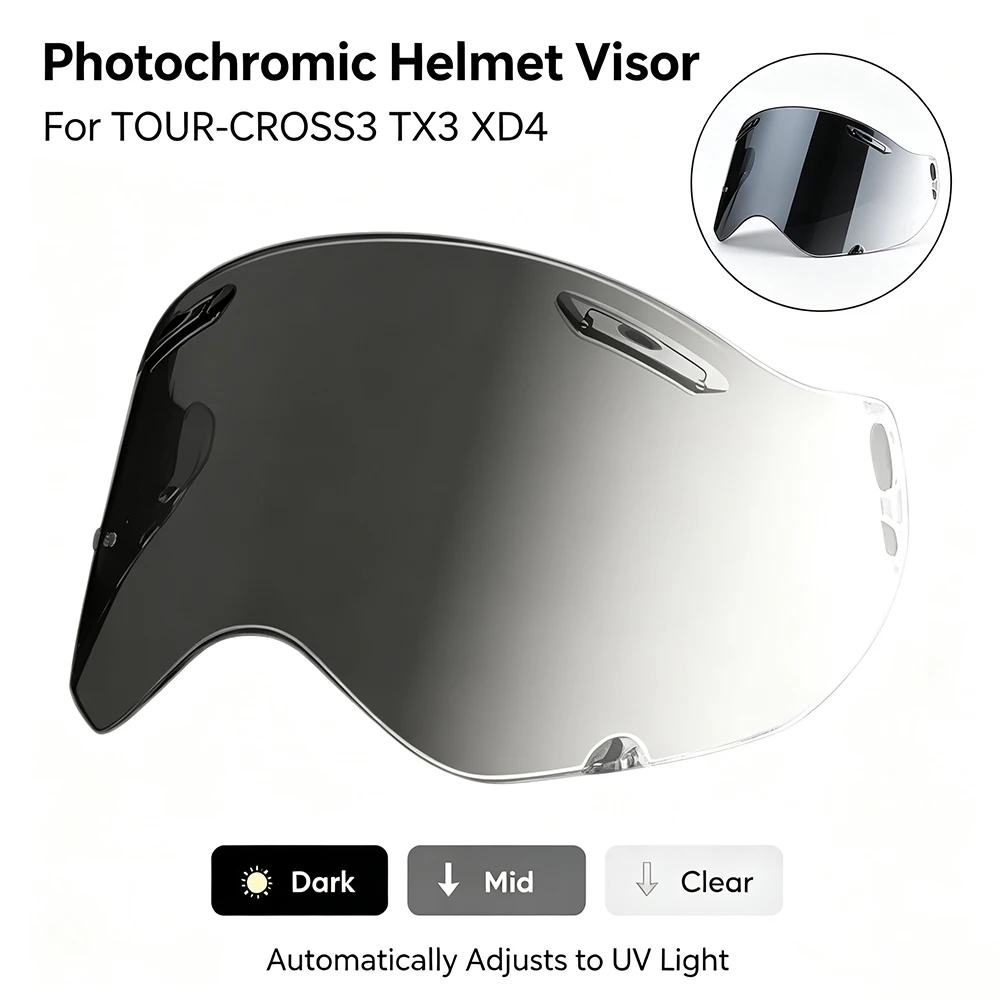 For TOUR-CROSS3 TX3 XD4 Photochromic Helmet Visor Full Face Motorcycle Helmet Replacement Lens Accessories For Arai