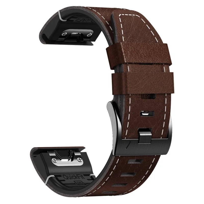 Leather Watch Band for Garmin Fenix 8/7/7X/6/6X/5X/5 Plus, Forerunner 965/955/935/745, Epix Pro Gen 2, 22mm 26mm Quick Fit Strap