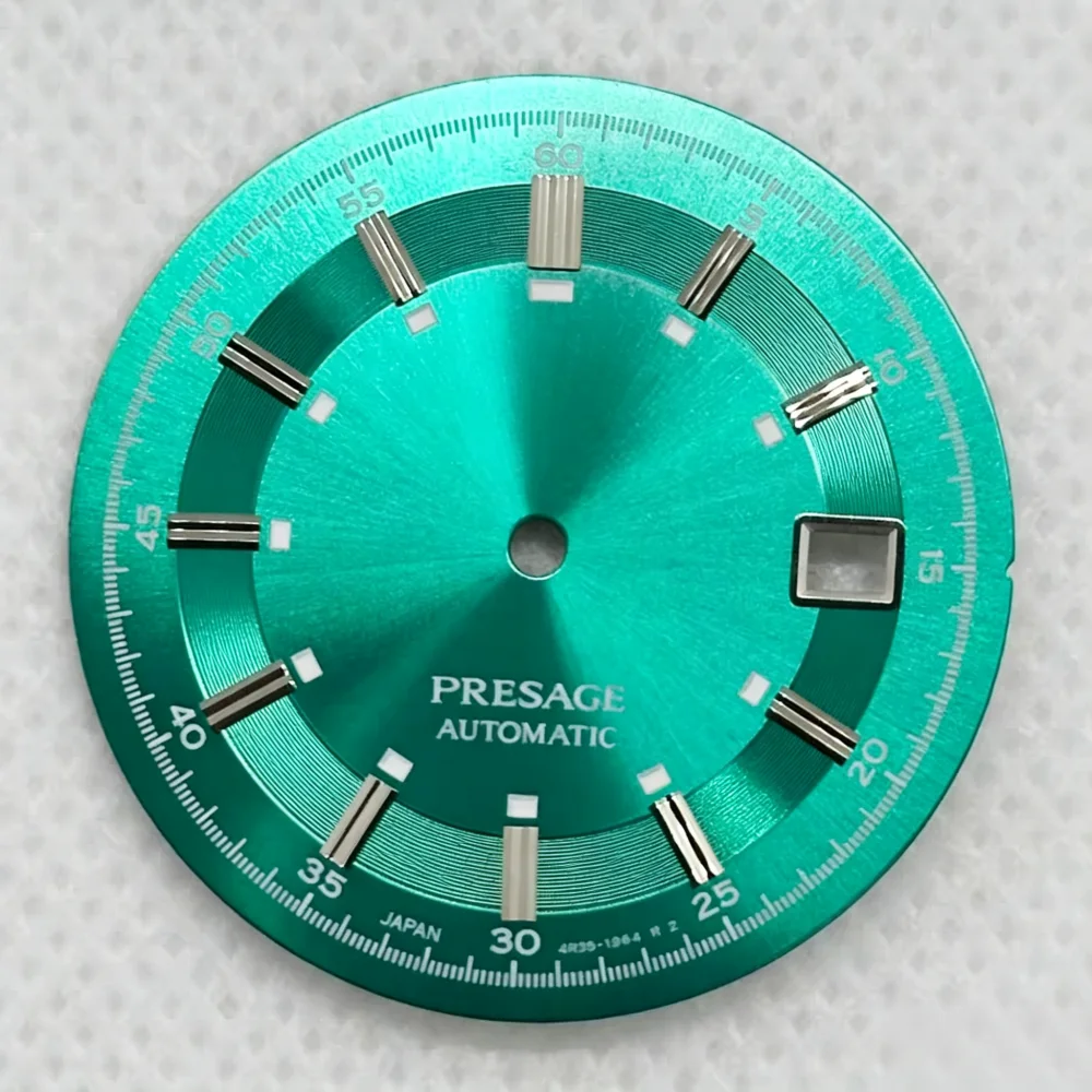 NH35 Dial 32.5mm Dial S Dial Sunburst Surface Green Lume Suitable for NH35 Movement Mechanical Watch Modification Parts