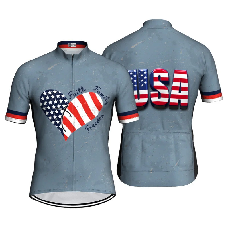 

Team USA Cycling Jersey Flag, Mountain National Bike Clothes, MTB Road Wear, Sports Wear, Downhill Motocross, Faith Love Free