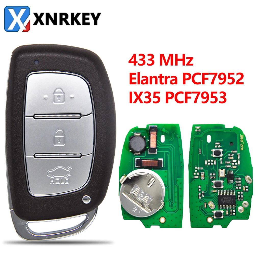 

XNRKEY 3 Button Car Remote Key ID46 PCF7952/7953 433Mhz for Hyundai IX35 Verna Elantra Replace Smart Control Keyless Entry