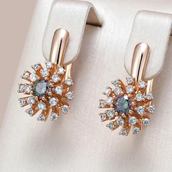 Kinel Hot 585 Rose Gold Color Drop Earrings for Women Unusual Colourful Natural Zircon Accessories Fashion Daily Vintage Jewelry