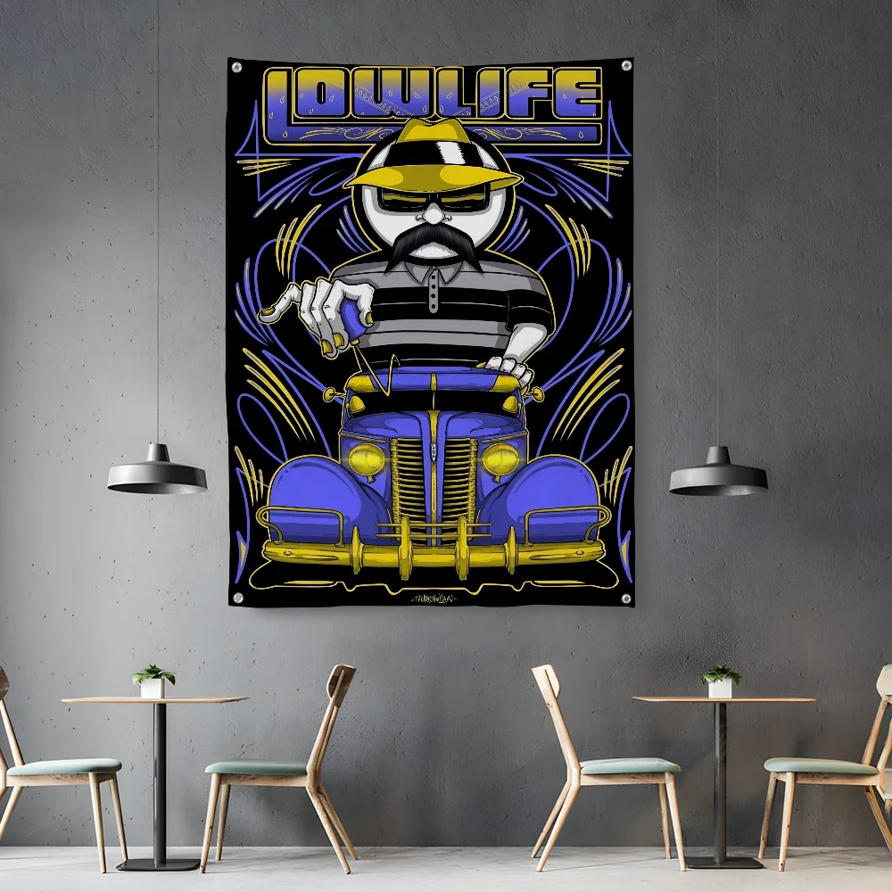 L-Lowriders Racing LOGO Flag Bedroom Living Bar Garden Outdoor Microfiber Festival Decoration Background Art Banner