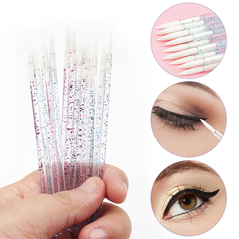 50PCS Disposable Eye Shadow Makeup Eyeliner Brushes Crystal Wand Applicator Cosmetic Brush Eyelash Extension Female Beauty Tools