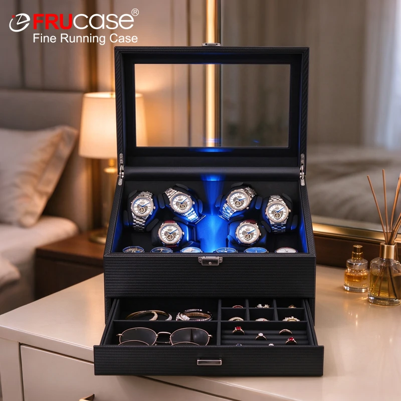 FRUCASE PU Watch Winder for automatic watches automatic winder 6+6 watches