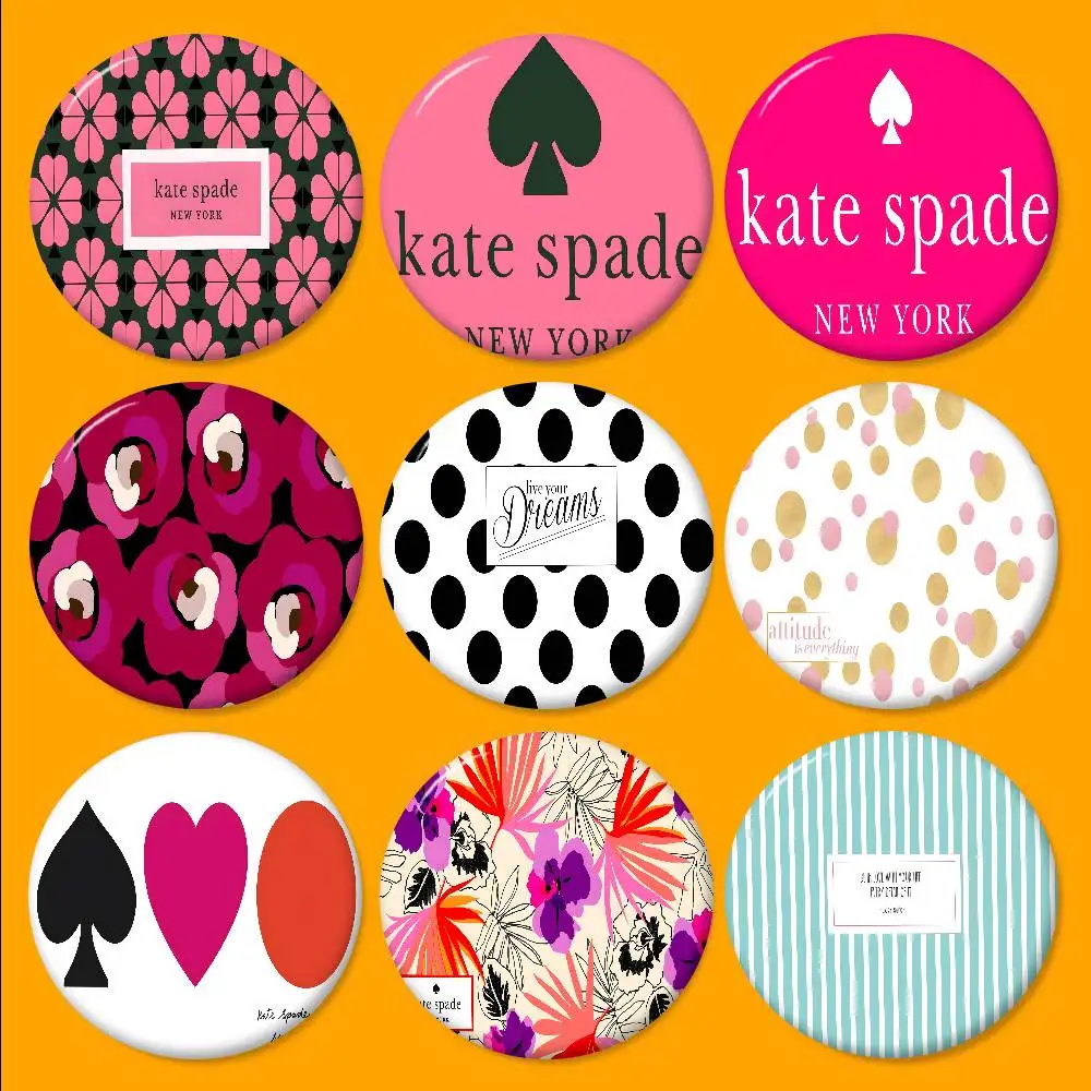 K-KateS S-SpadeS 32/44/58mm Handmade Pin Round Funny Snap-in Brooches for Backpack Cothes Accessories Badge Hat Decoration