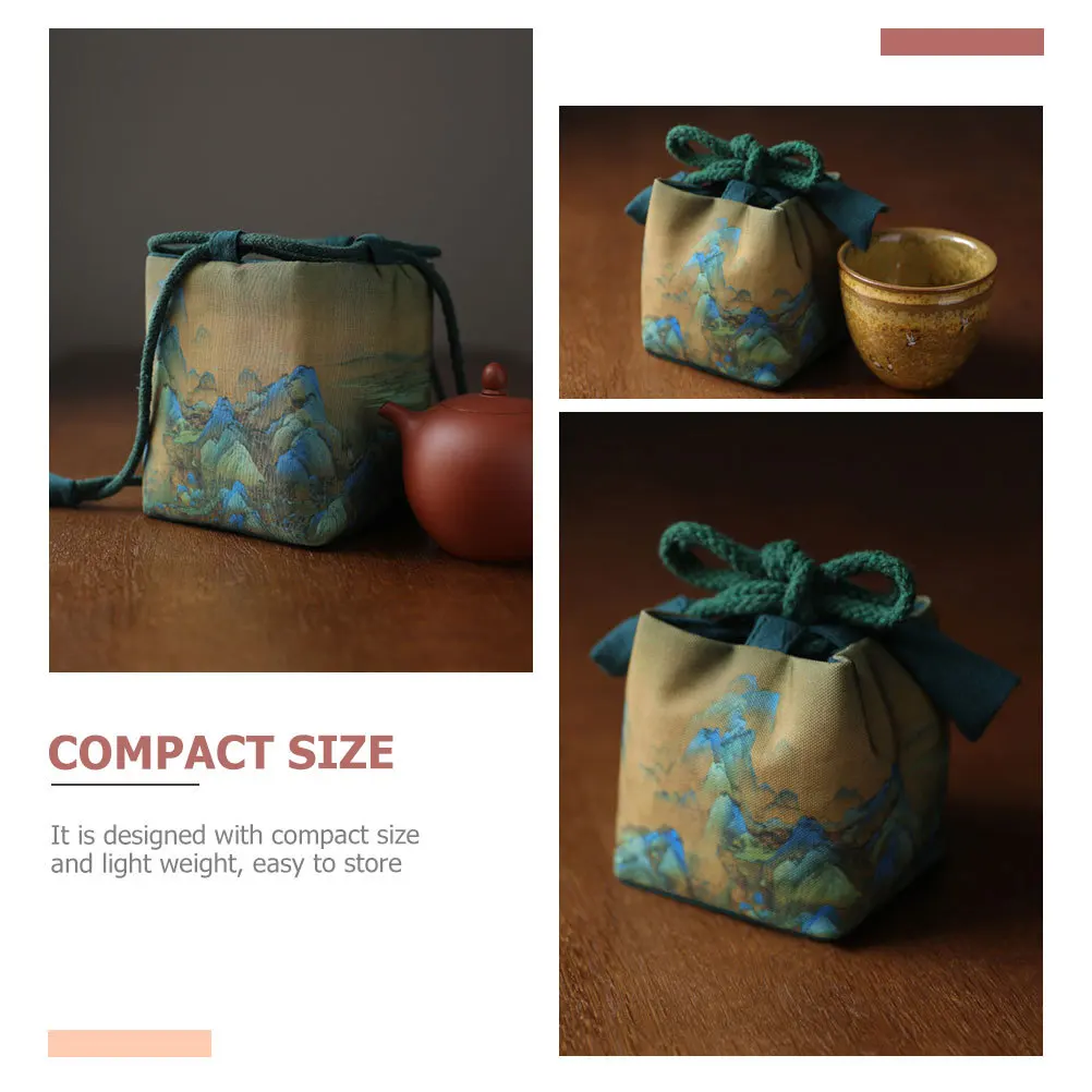 Tea Set Storage Pouch Compact Portable Cloth Bag For Teacup Household Organizer Multi-Function Pouch Accessory Kitchen Storage