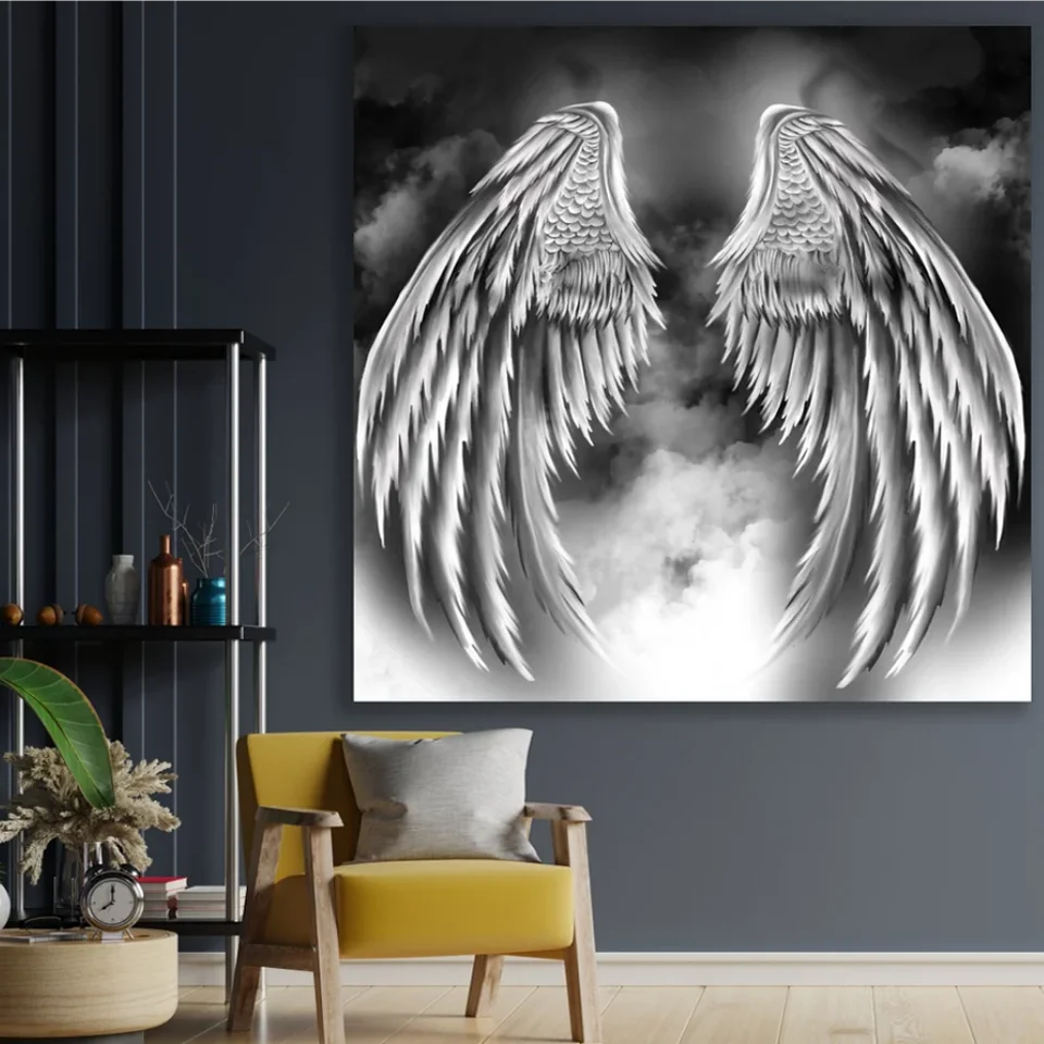 Angel Wings DIY เพชรภาพวาดแฟนตาซี Art Cross Stitch ชุดใหม่ 2024 โมเสคเย็บปักถักร้อยเพชรขาย