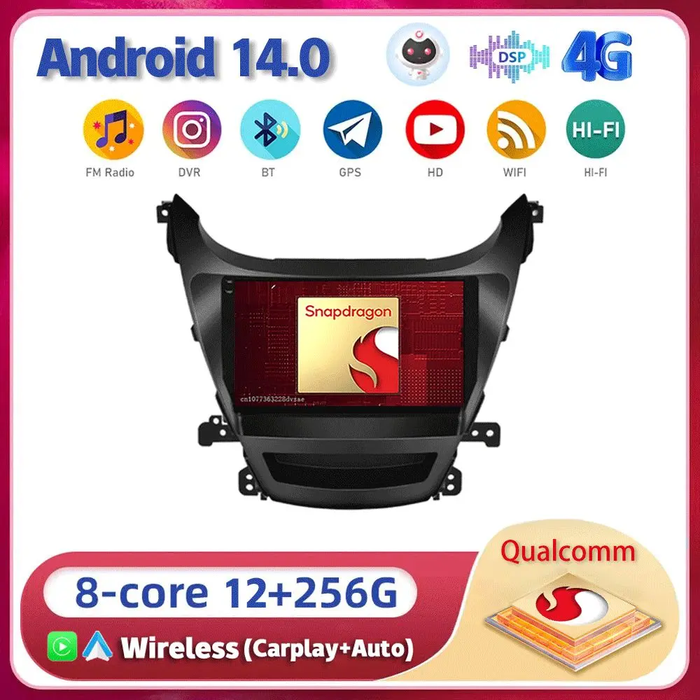 

Android14 Carplay Auto For Hyundai Elantra Avante I35 2011 2012 2013 2014 2015 2016 Multimedia Car Radio Player WIFI 2DIN Stereo