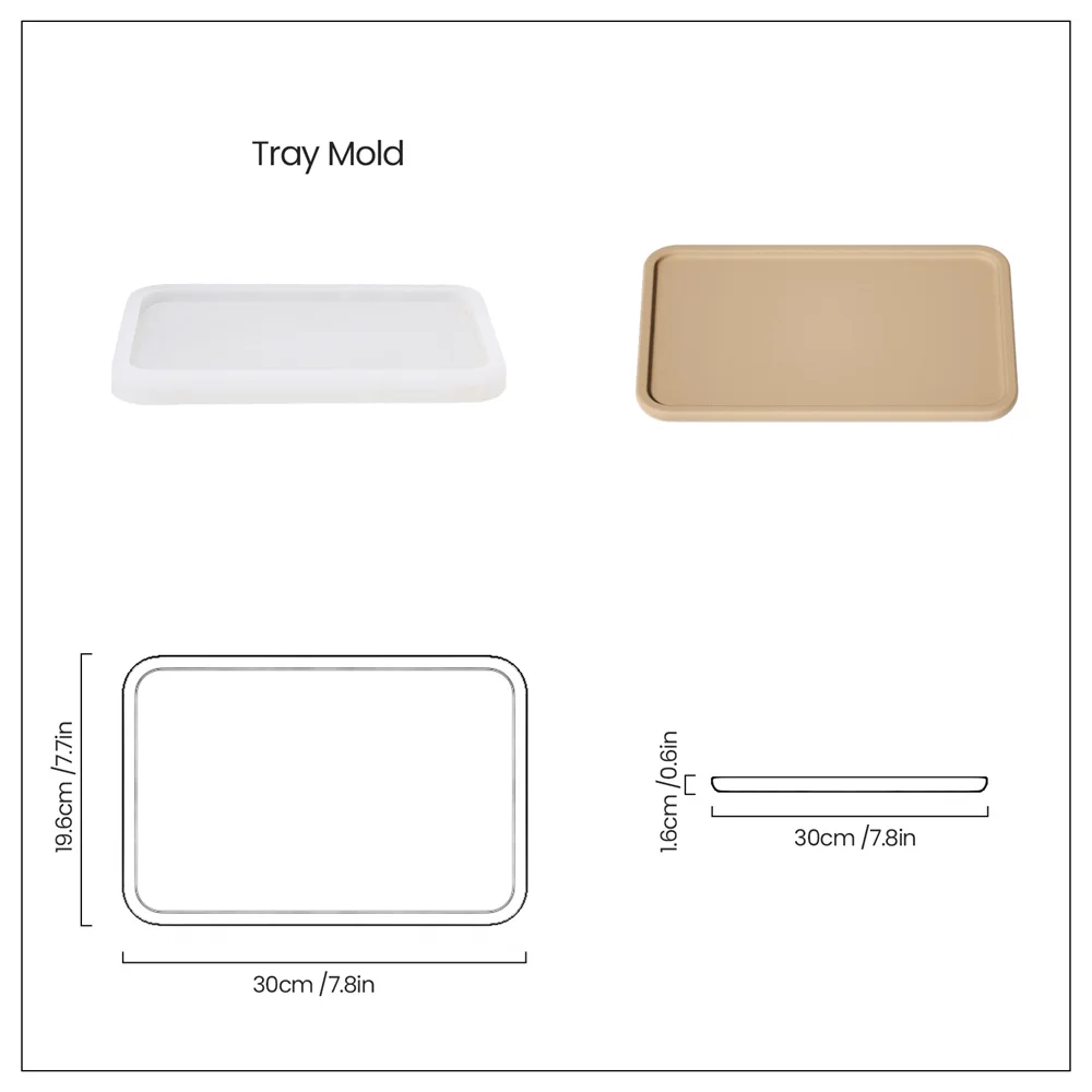 Nicole Rectangular Tray Silicone Molds for Cement DIY Handmade Platter Tray Jesmonite and Concrete Silicone Mould