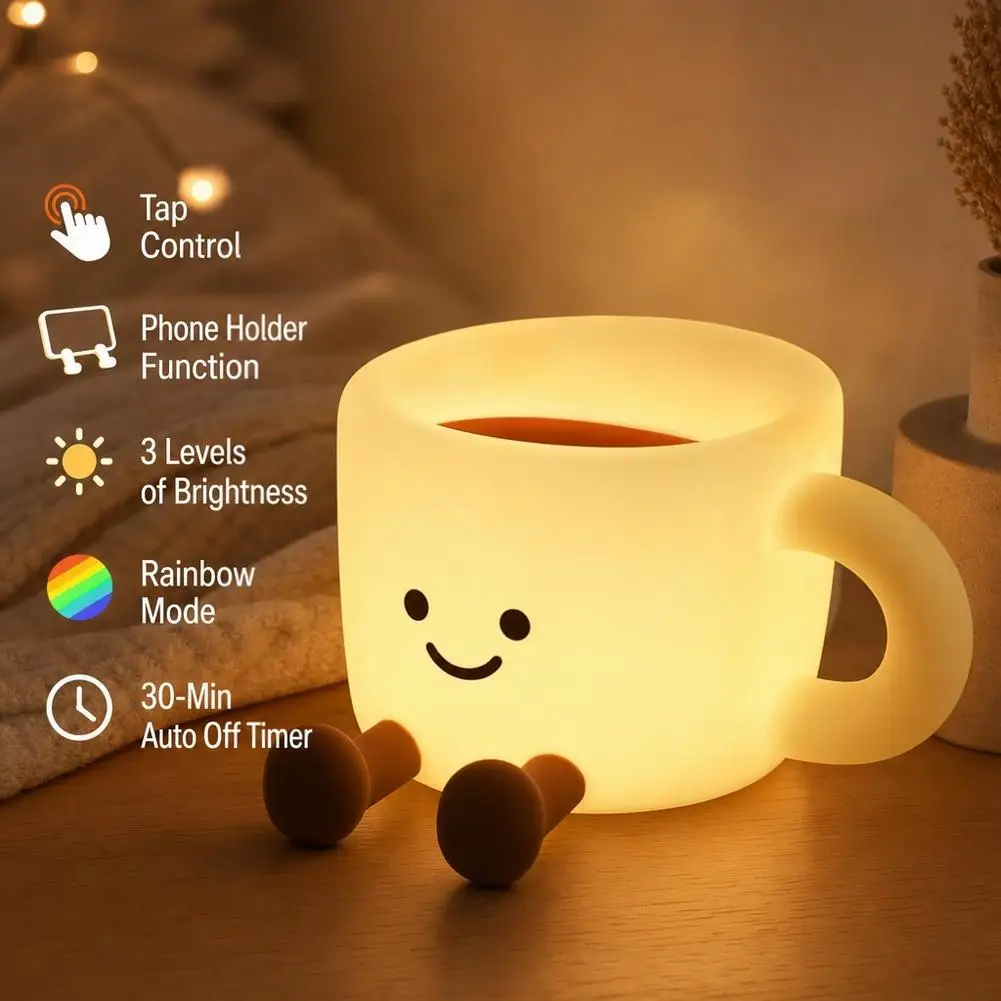 Coffee Cup Night Light LED Mug With Color-Changing Tap Light Home Ambiance Light Desktop Decorative Light Dropshipping