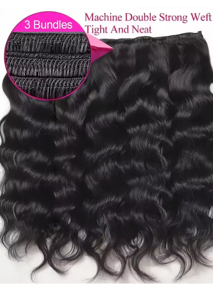 Объемная волна, девственные волосы, пучки человеческих волос, 100% необработанные наращивание волос, бразильское плетение, 3 пучка, настоящие человеческие волосы, натуральный черный