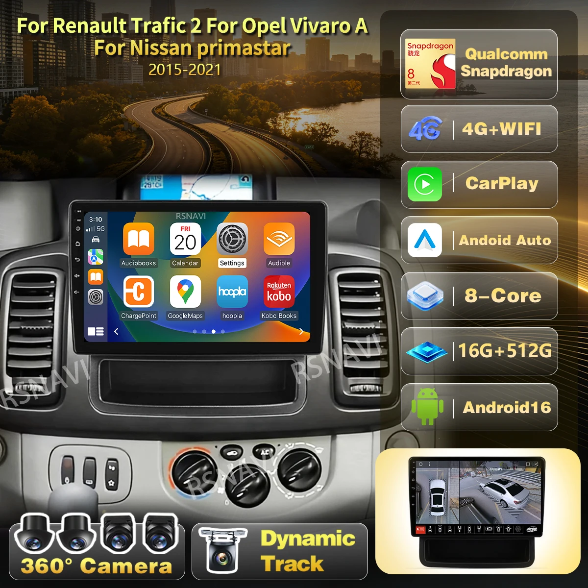 Android 16 Carplay Auto Car Radio For Renault Trafic 2 For Opel Vivaro A For Nissan primastar 2006 - 2014 Stereo Player Video BT