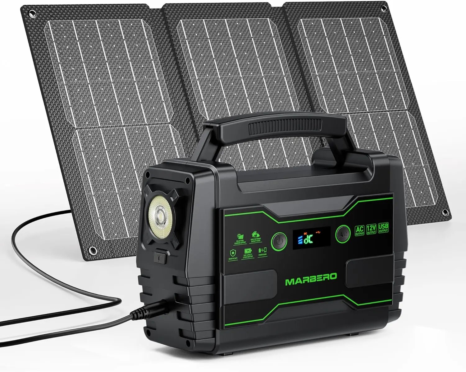 Generation 155wh Portable Solar Power Station with 30W Panel, 2 AC Outlets,