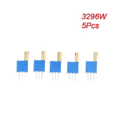5PCS 3296W Multi-turn Adjustable Potentiometer 1K2K5K10K20K50K100K200K500K1M Metal Shaft Long Handle