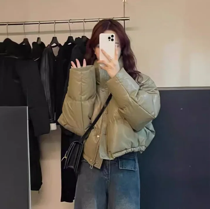 2025 New Style Washless down Cotton Jacket Short Thickened Bread Style Small Size Women's Spring Casual Outerwear