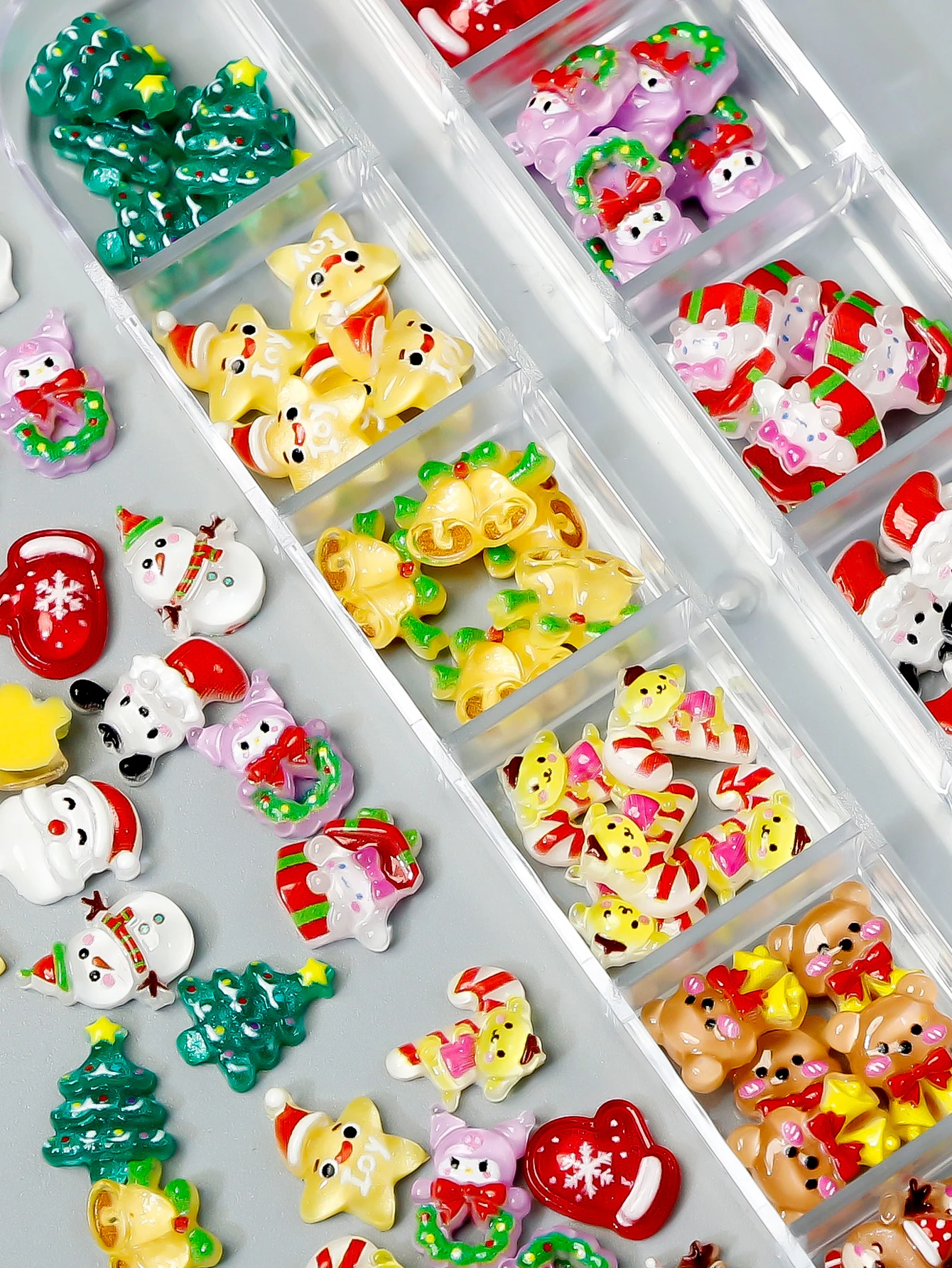 1box Christmas cute cartoon nail art accessories, Santa Claus snowman elk Christmas tree nail art accessories suitable for nail