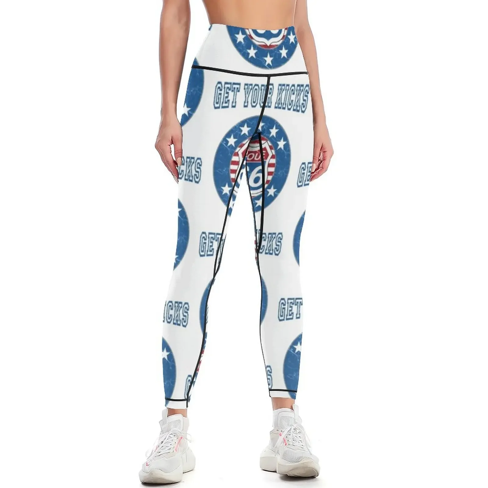 

Get Your Kicks - Route 66 - Vintage Distressed Leggings sport set legging push up sports woman gym Golf wear Womens Leggings