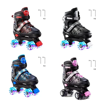 Patins à roulettes Quad à Double rangée clignotants, chaussures de Skate à 4 roues pour adultes, enfants, garçons et filles, baskets de patinage en plein air, cadeaux pour débutants