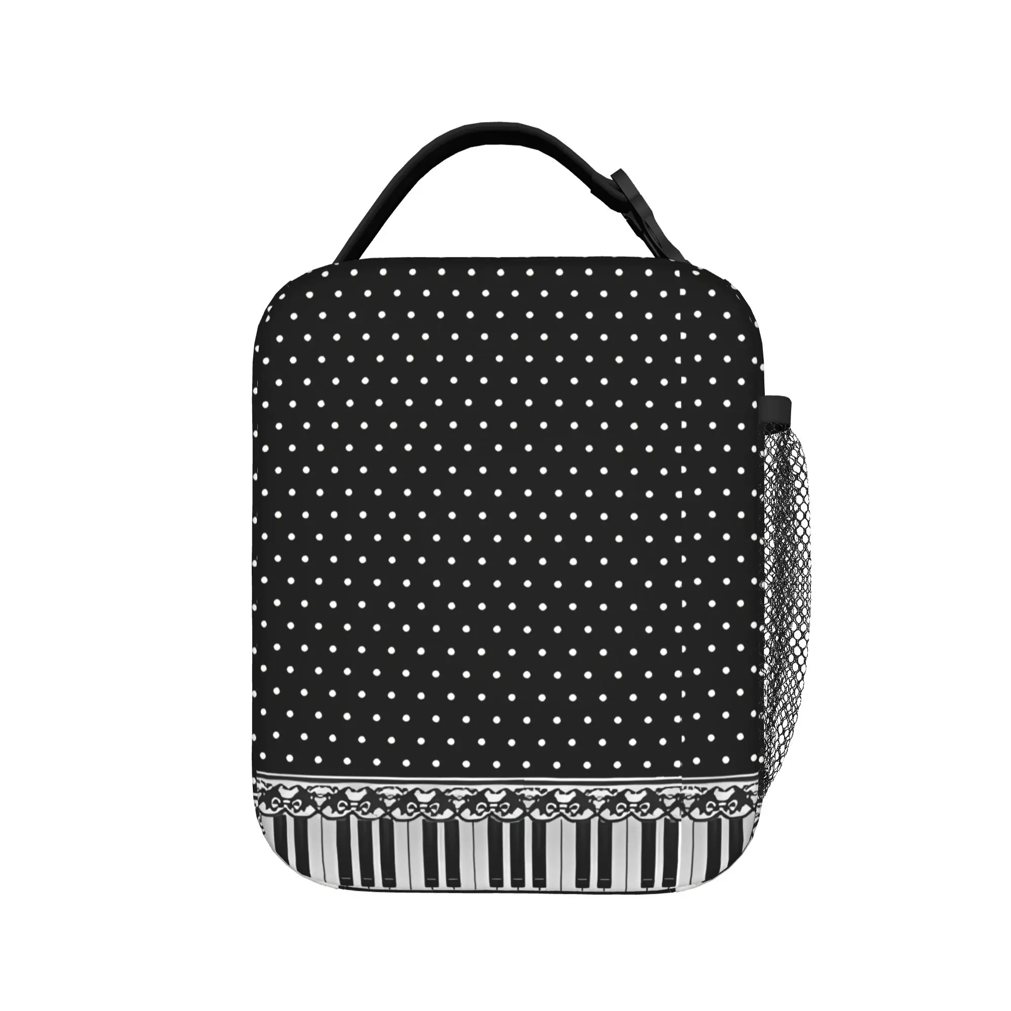 Personalized Piano Mochilas Mujer Polka Dot Lunch Bag For Men  Design Lunch Box Travel Cooler Bag Zipper Thermal Tote Handbags
