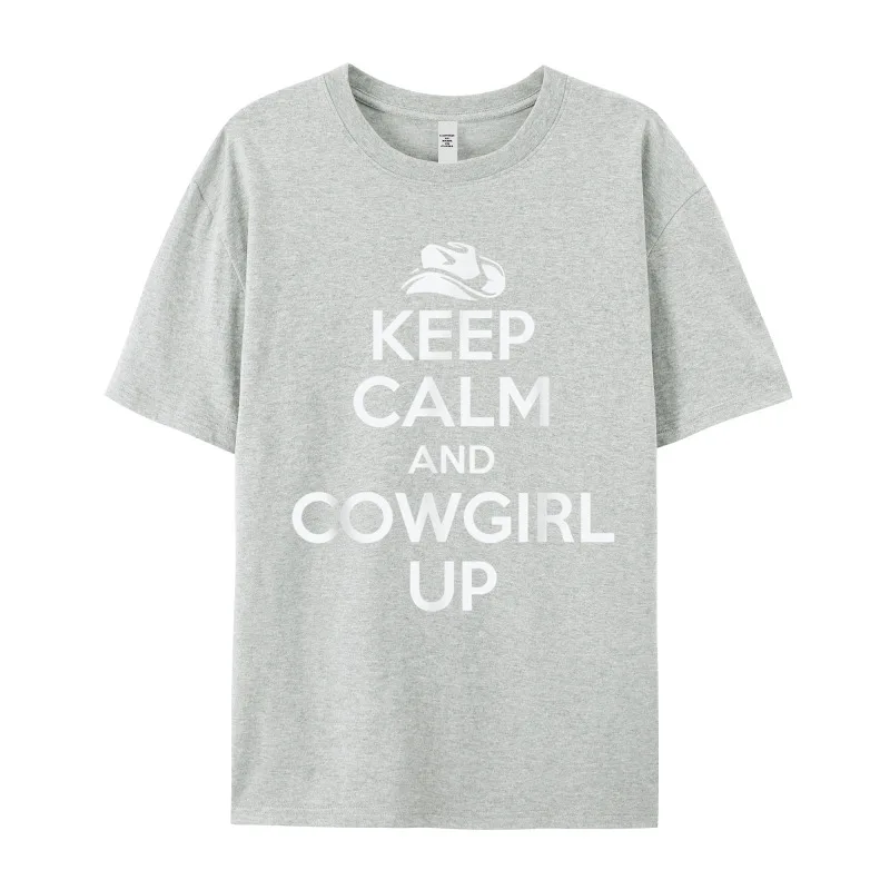 Graphic Keep Calm And Cowgirl Up Group Tshirts Crewneck Pure Cotton Man Tees Short Sleeve Lovers Day Group Tee Shirts image 4