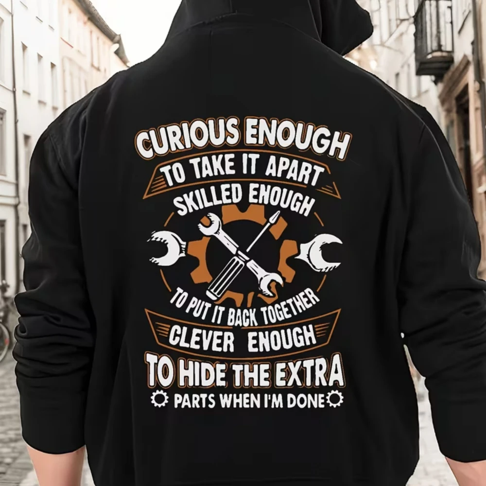 CLOOCL Humorous Statements about Repair Tools Printed Hoodie Autumn/Winter Fashion Mens Clothing