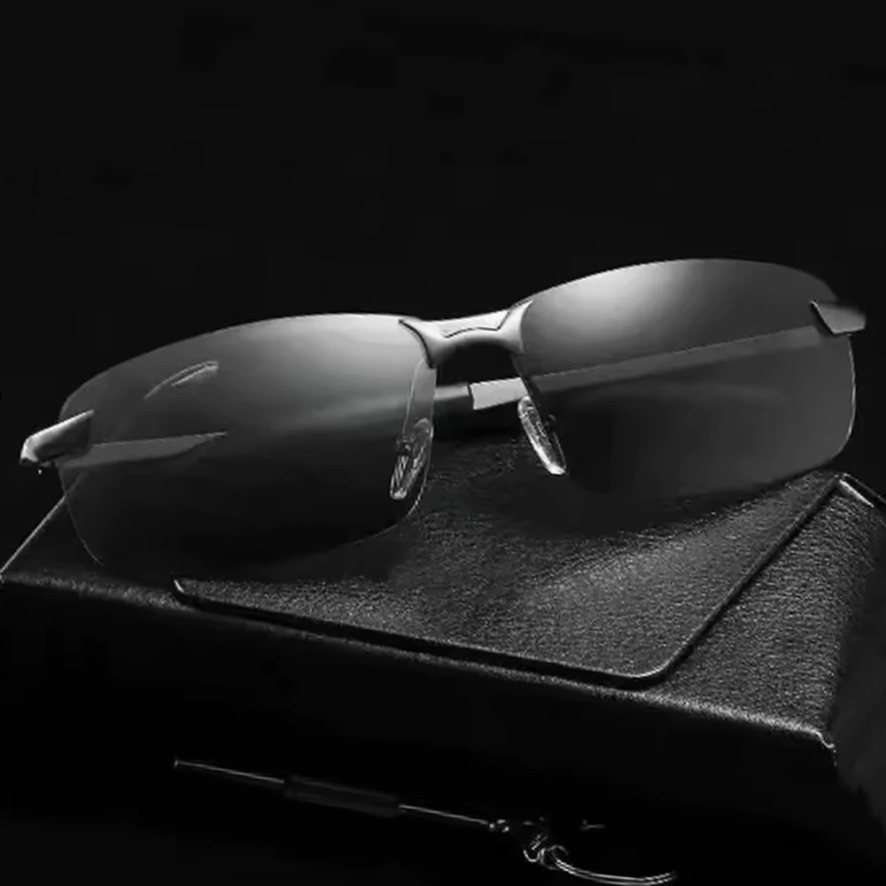 Borderless Polarized Sunglasses for Men and Women, Driving Sunglasses, Day and Night Polarized Pilot Glasses, Fishing Goggles