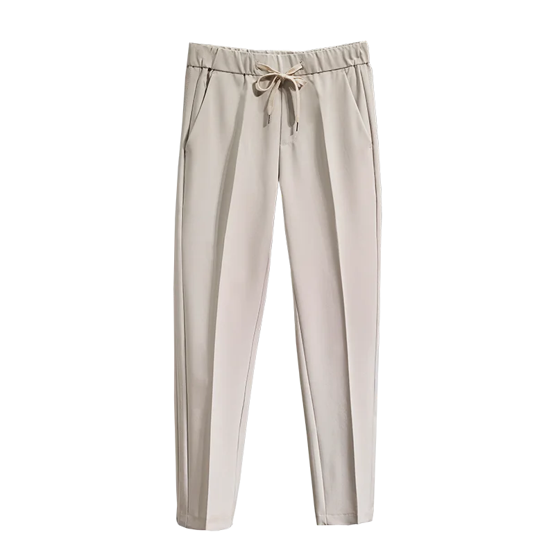 Busin Casual da uomo Brit Sle Pantaloni a gamba dritta pieghettati Pantaloni da completo a nove punti Cintura ampia in vita Faion Trend