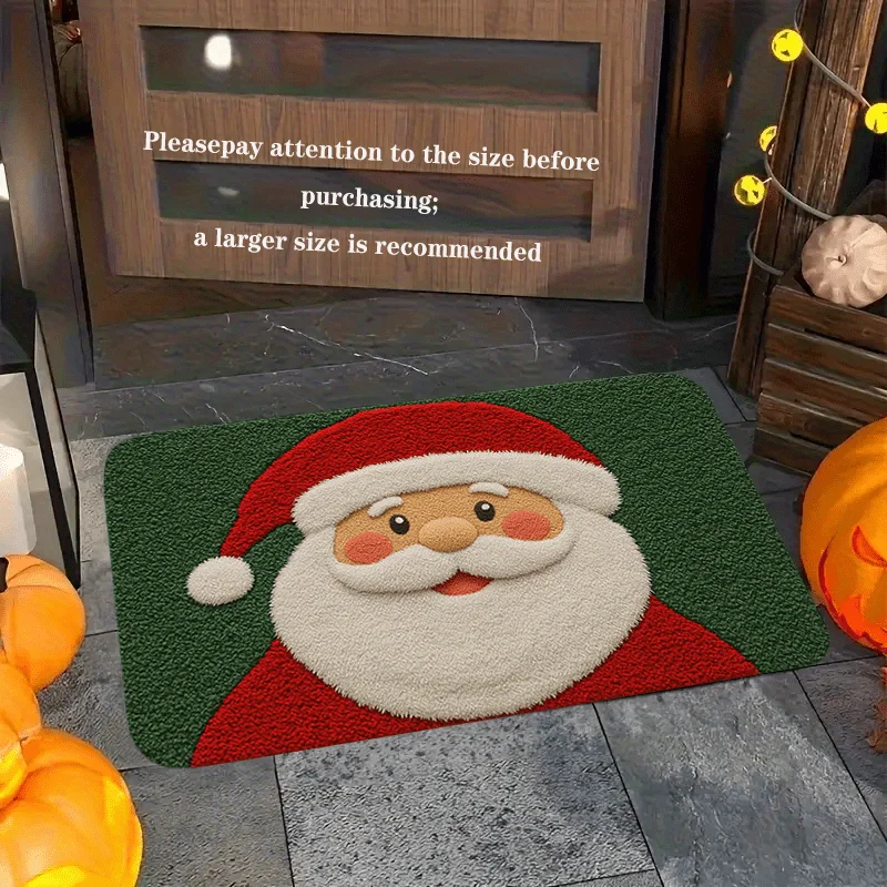 VIKAMA Cute Santa Claus Christmas Bath Mat Soft Plush Non Slip Floor Mat For Bathroom Entryway Winter Holiday Home Decor