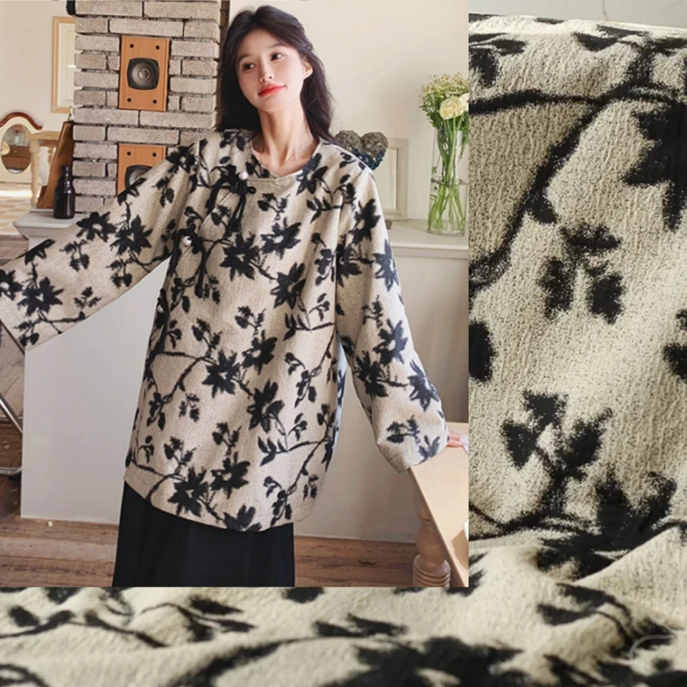 

Yarn-dyed Jacquard Fabric Water-ink Flower Crisp Women's Clothing Autumn Winter Fashion Dress Suit Pillow Sewing Cloth by Meter