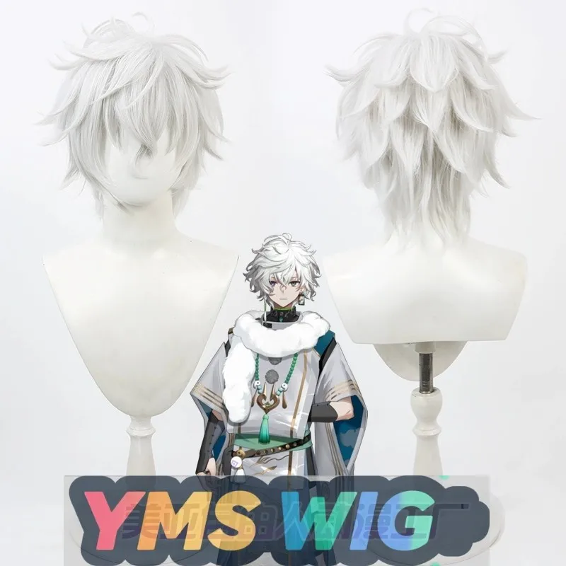 

【YMS WIG】Virtual Streamer VTuber Rainbow Society Cong Yun Huayue Cosplay Wig Silver White Reverse Curl