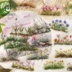 JIANWU The Green Pastures Series Vintage Plant Flower Landscaping Material Collage PET Sticker Creative DIY Journal Stationery