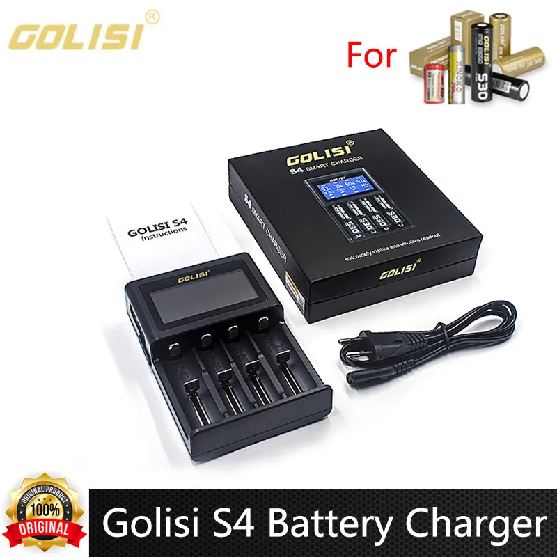 Original Golisi S4 Battery Charger 2A Fast Charging 4 Slots Charger LCD Display For Li-ion & Ni-cd & Ni-MH & AA & AAA Battery