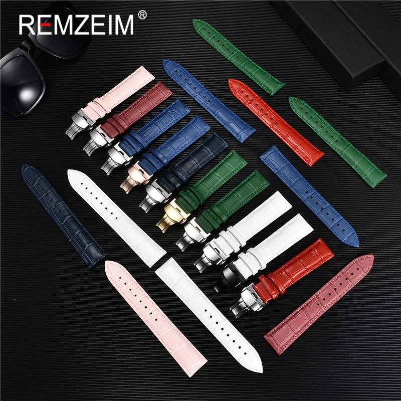 18mm 20mm 22mm 24mm High Quality Bamboo Pattern Strap Butterfly Buckle Green Blue Red Black Watchband Bracelet Watch Accessories