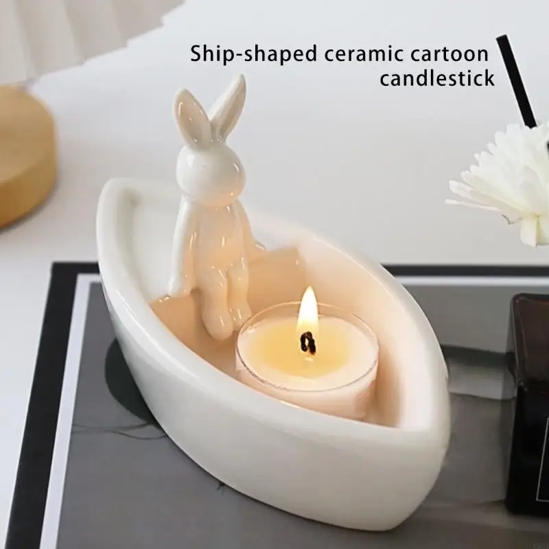 2025 Nuova Candela candela coniglio in ceramica Pasqua Candele per le camere da letto per camere da letto