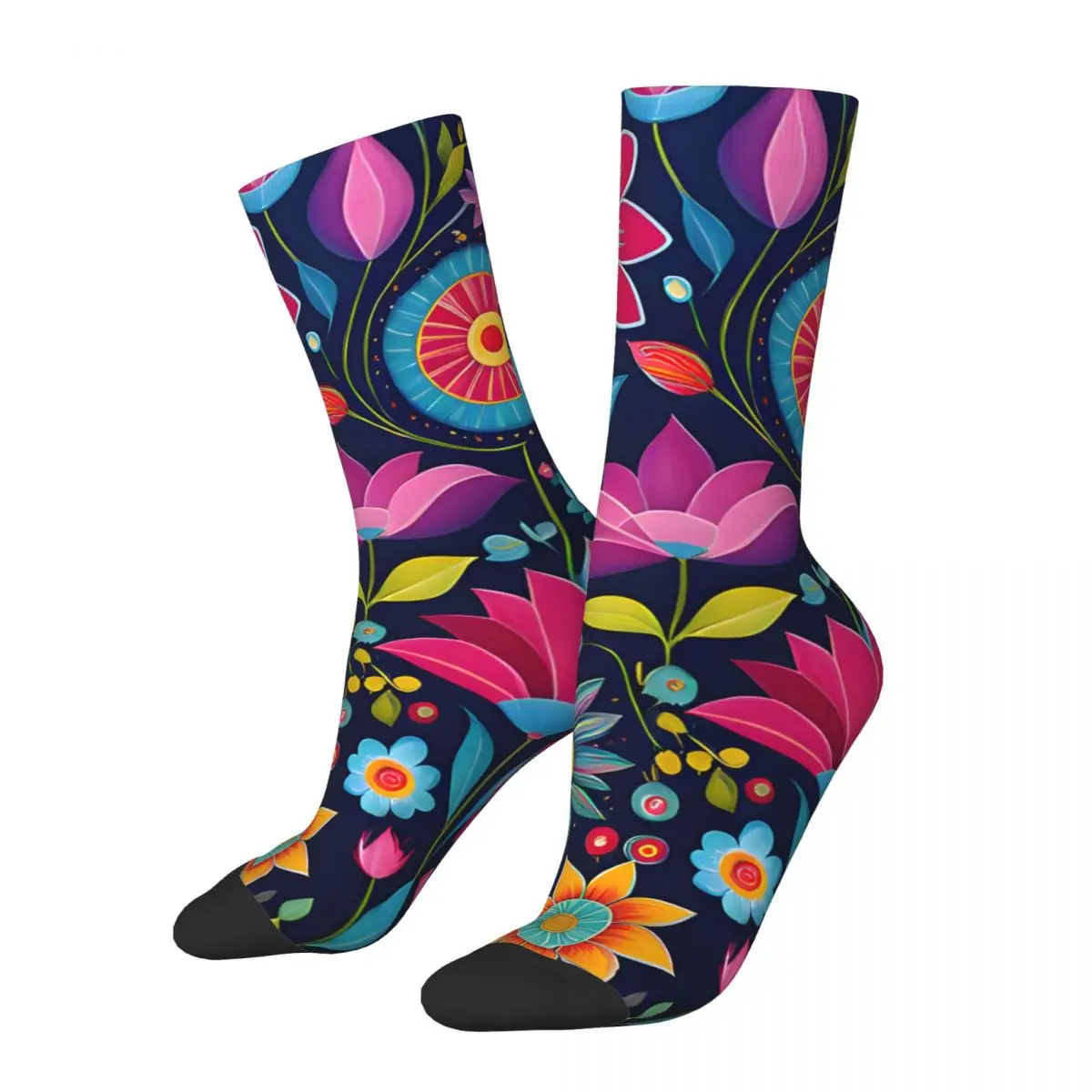 Colorful Flowers, Men's Socks Retro Harajuku Colorful Flowers Hip Hop Novelty Casual Crew Sock Gift Printed official-website