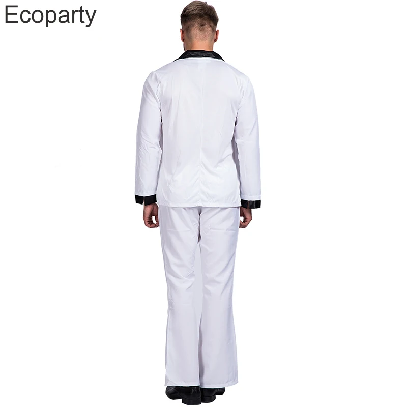 1980s Retro Disco Dance Costume per uomo Festival Party Vintage Hippies Fancy Performance Clothes White Suit Jacket Pants Outfits