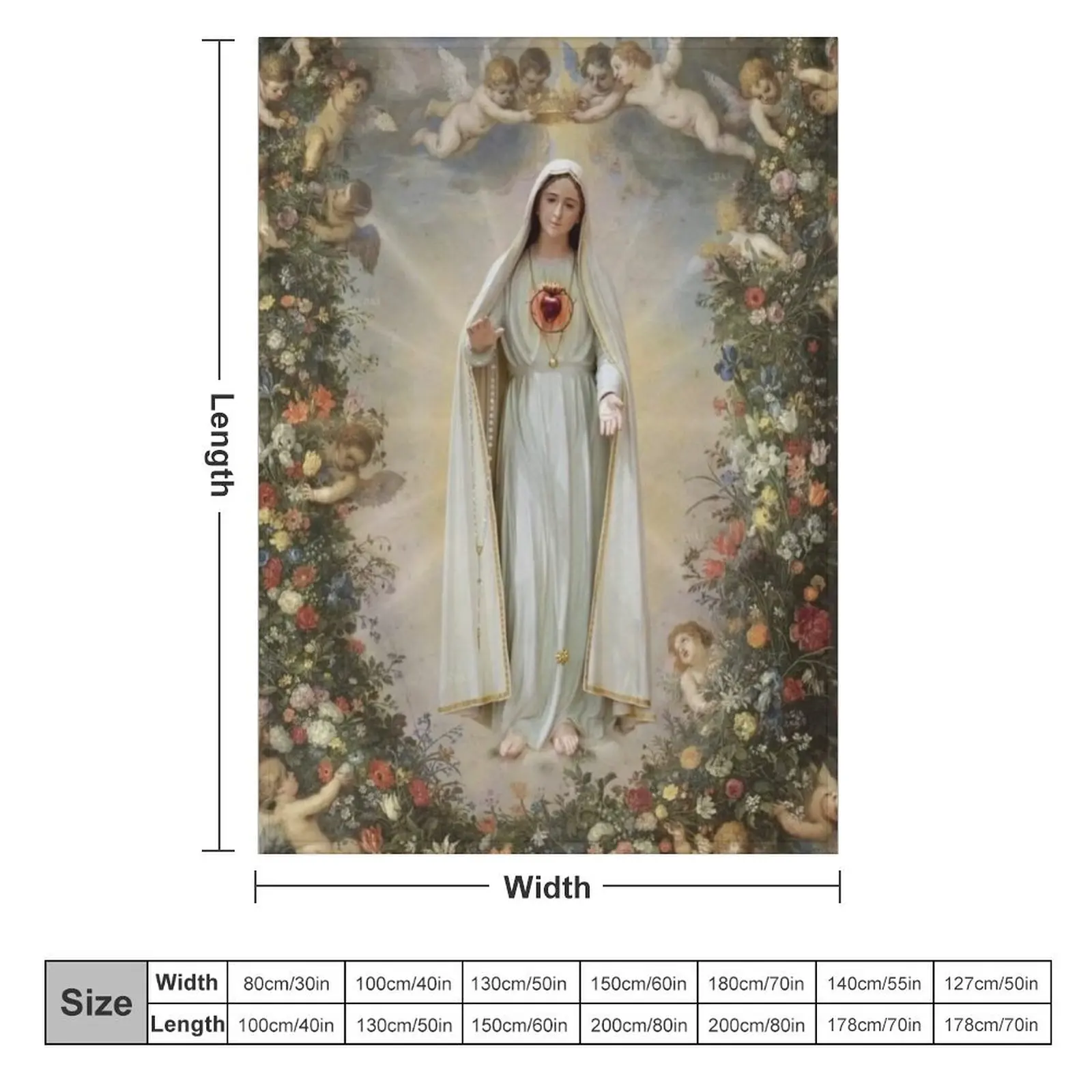 Virgin Mary Immaculate Heart of Mary Mother of God Our Lady Throw Blanket Decoratives Soft Beds manga Blankets