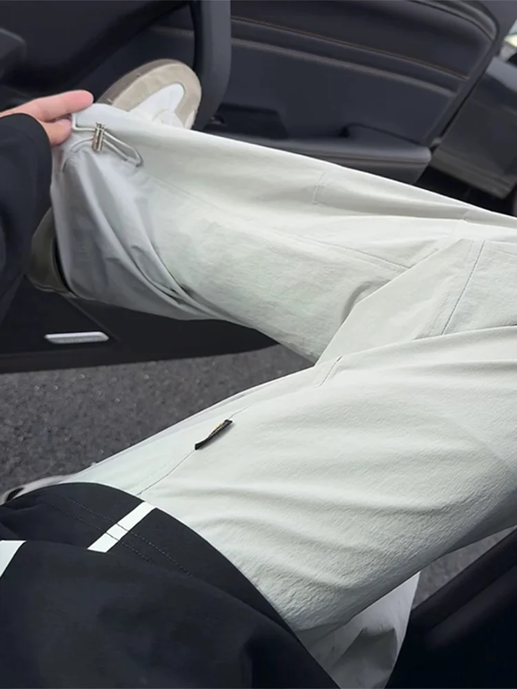 بنطلون نايلون كاكي سريع الجفاف للنساء، بنطلون رياضي فضفاض مستقيم للمشي لمسافات طويلة، مريح وقابل للتنفس