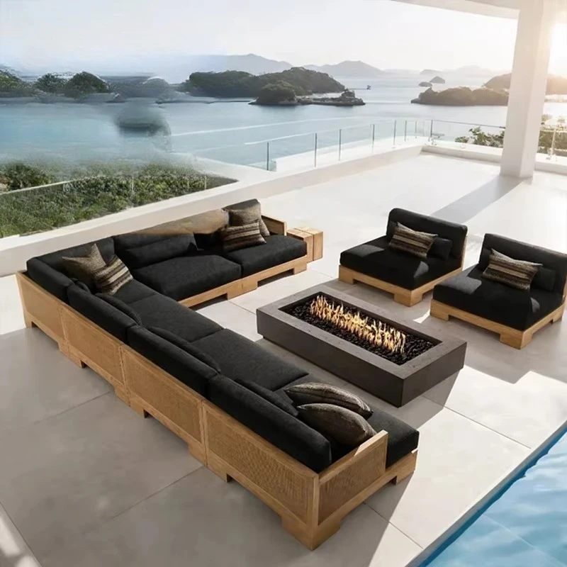 

Luxury Modern Waterproof Teak Garden Sofa Set for Farmhouse Courtyard Hotel & Park Outdoor Furniture