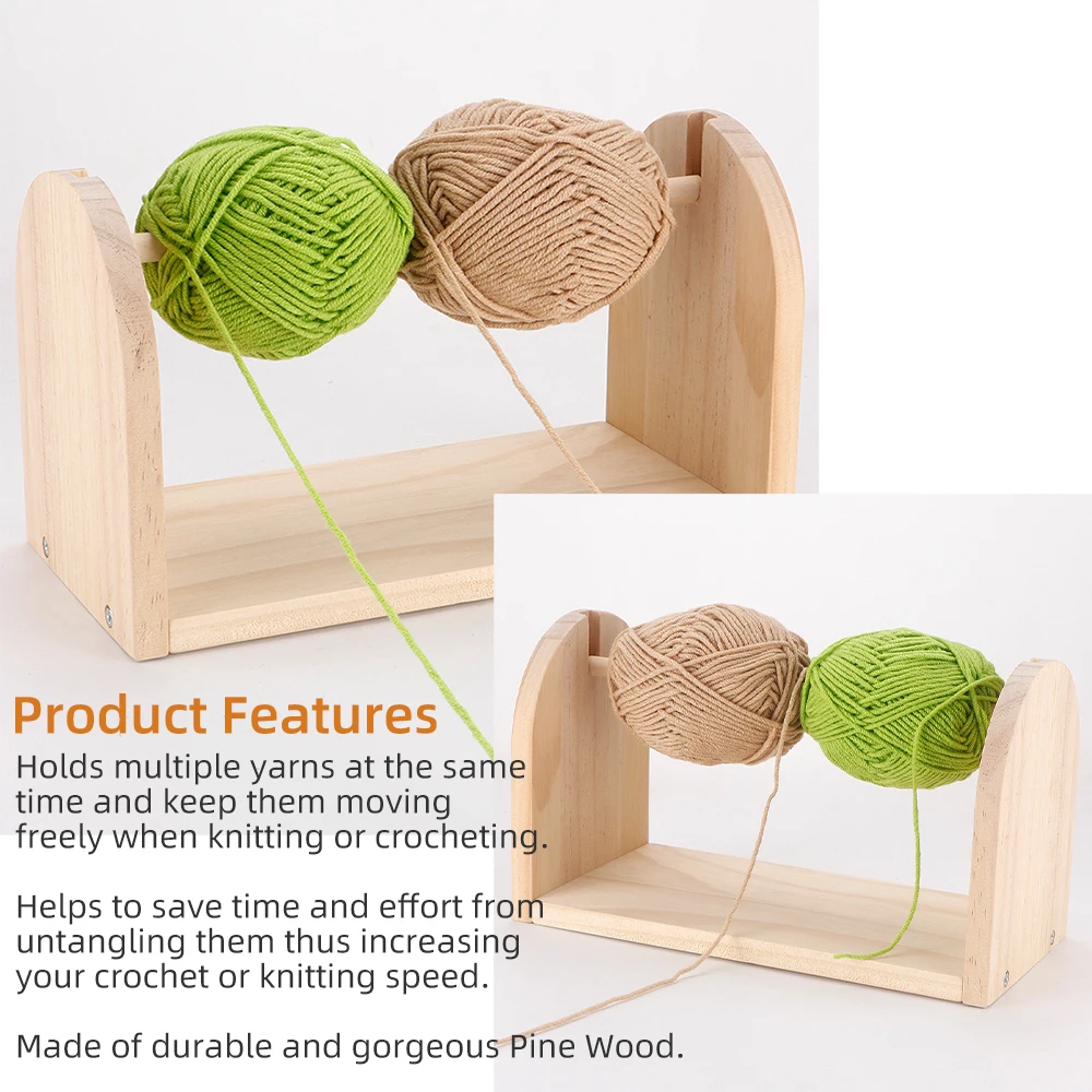 QJH Single Revolving Yarn Ball Holder - Wooden Crochet Yarn Holder or Storage - Crochet Yarn Ball Knitting & Crochet Supplies