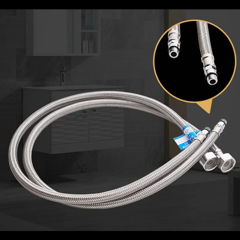 

4 Caliber 60cm/80cm Stainless Steel Explosion-proof Metal Hose Cold Hot Faucet Water Inlet Braided Pointed Hose