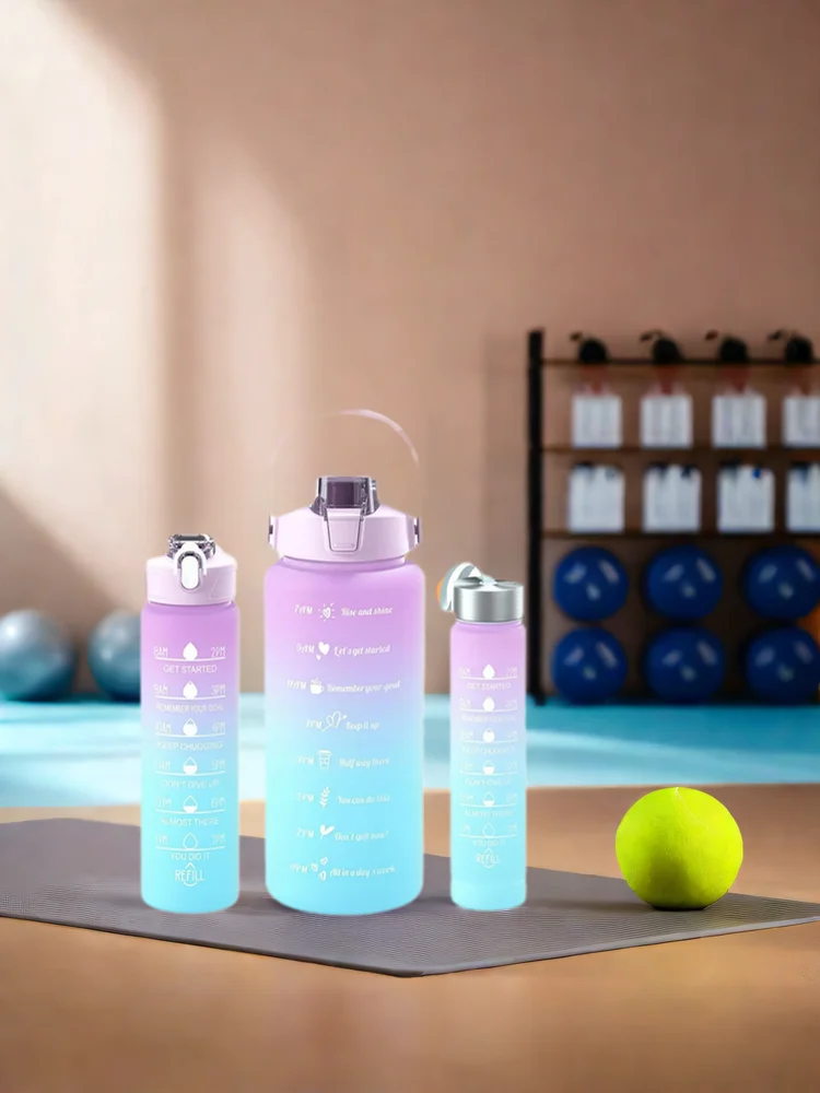 Lot de 3 bouteilles d'eau de sport-2000 ml, 900 ml, 300 ml BIDON 3 en 1