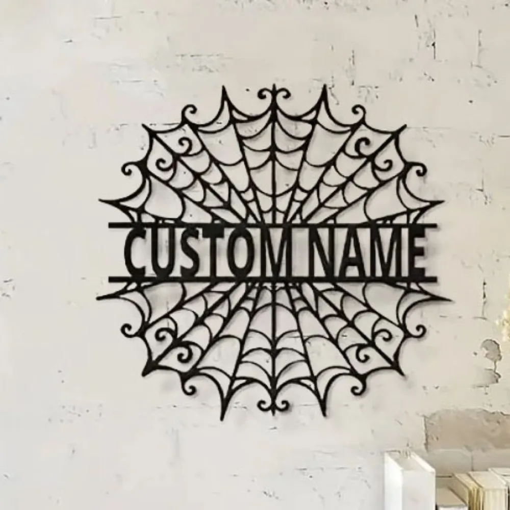

Unveil the Allure of a Custom Halloween Metal Sign Boasting Spider Web и именные инициалы для дверного украшения