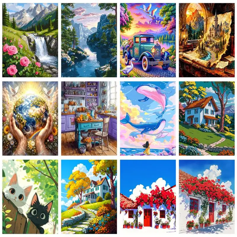 

CHENISTORY Painting By Number Scenery Kit Acrylic Paint On Canvas Modern Wall Art DIY Picture By Number Home Decor