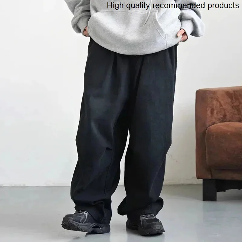 

Japanese Korean Streetwear Loose Men Casual Vintage Pure Cotton Wide Leg Cargo Pants Cityboy Harem Pants Women Baggy Trousers