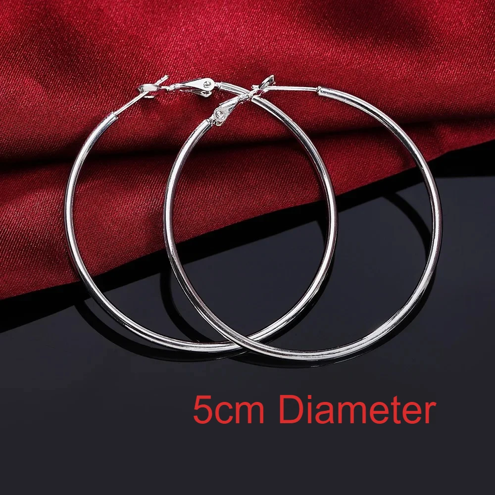 Bestseller Hochwertige 925 Sterling Silber Klassische 5-8CM Große Kreisohrringe Damen Party-Schmuck Modische Weihnachtsgeschenke