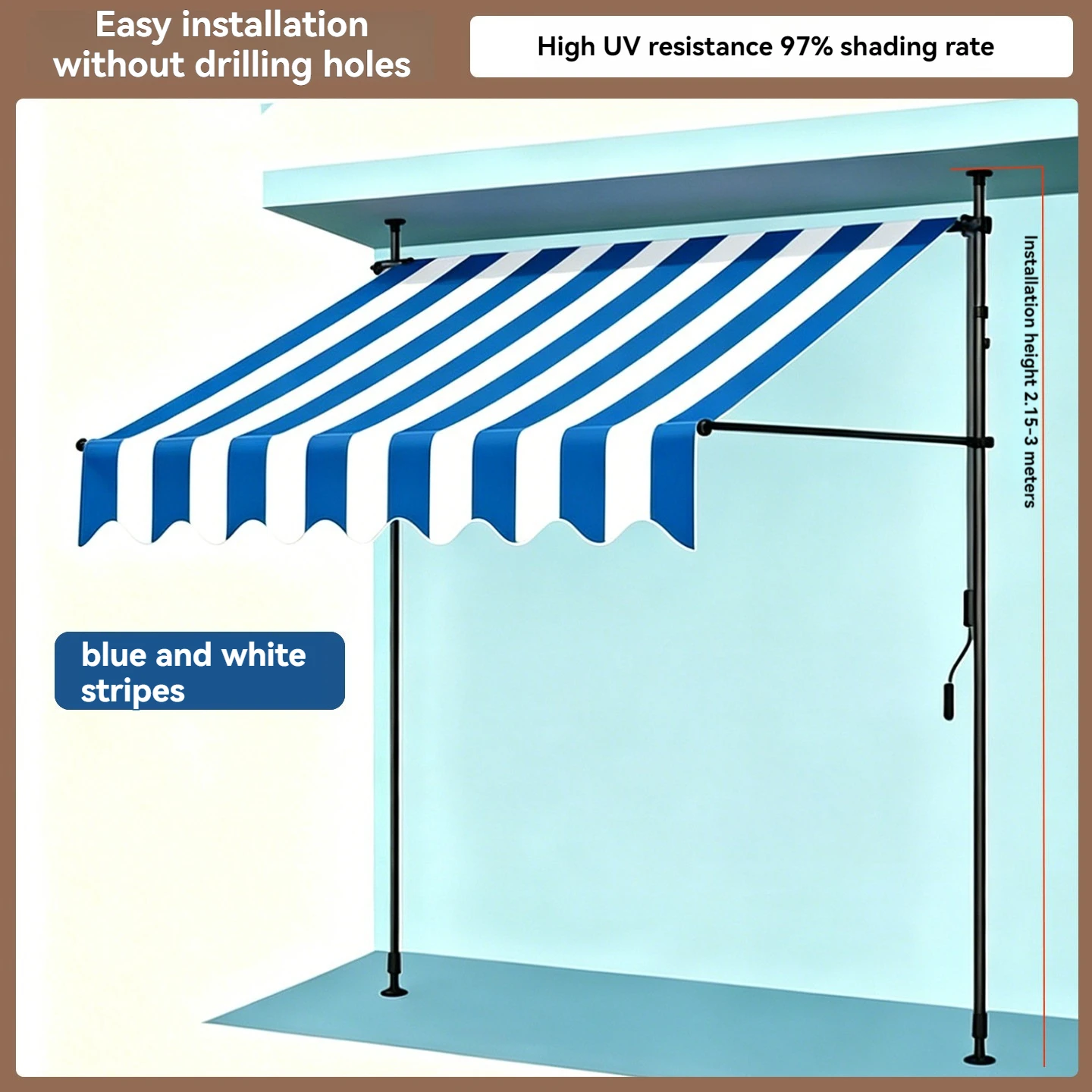 Household Rainproof and Sunscreen Awning Pergola Retractable Sunshade Rain Without Holes