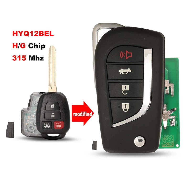

jingyuqin Remote Car Key For Toyota Prius 2 Hilux Etios Vios Yaris Corolla HYQ12BEL/HYQ12BDM ID67/G Chip 315Mhz Control